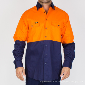 Hohe Sichtbarkeit lange Ärmel Baumwolle Workwear (ohne reflektierende Band)